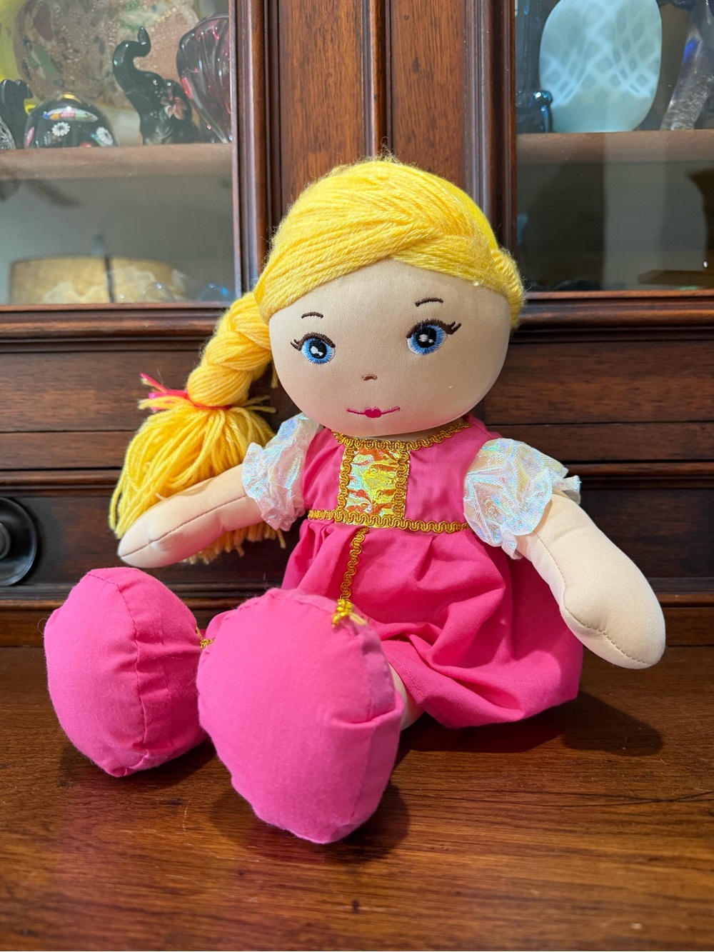 Cracker Barrel Butterflies Plush Doll Pink Dress Blonde Hair Washable 2012